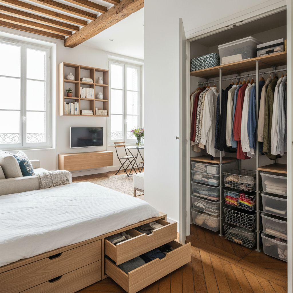 Solutions de rangement astucieuses dans un petit appartement