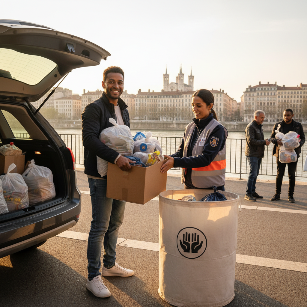 Don d'objets et vêtements à une association lyonnaise