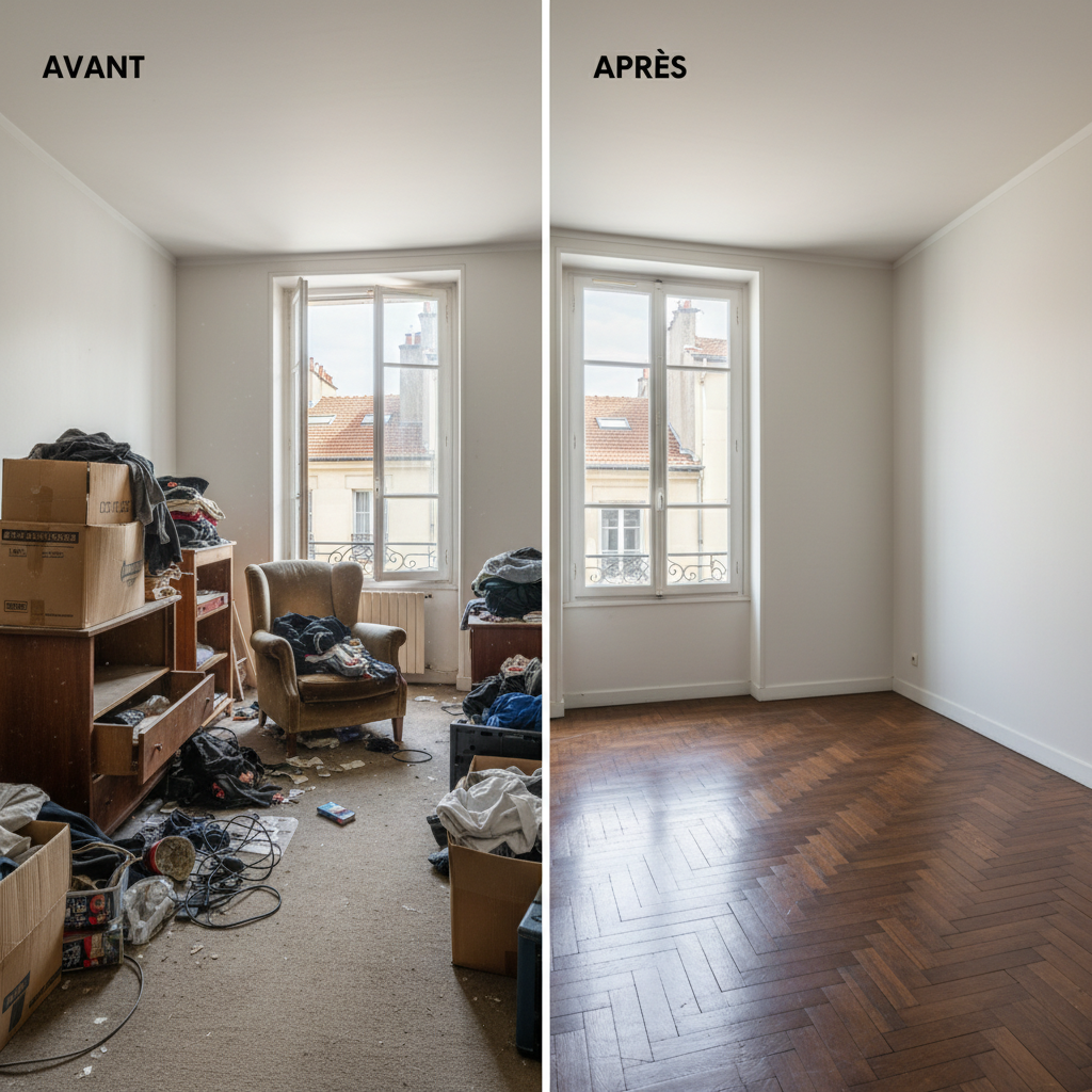 Avant apres debarras appartement a Lyon par Derlot Debarras