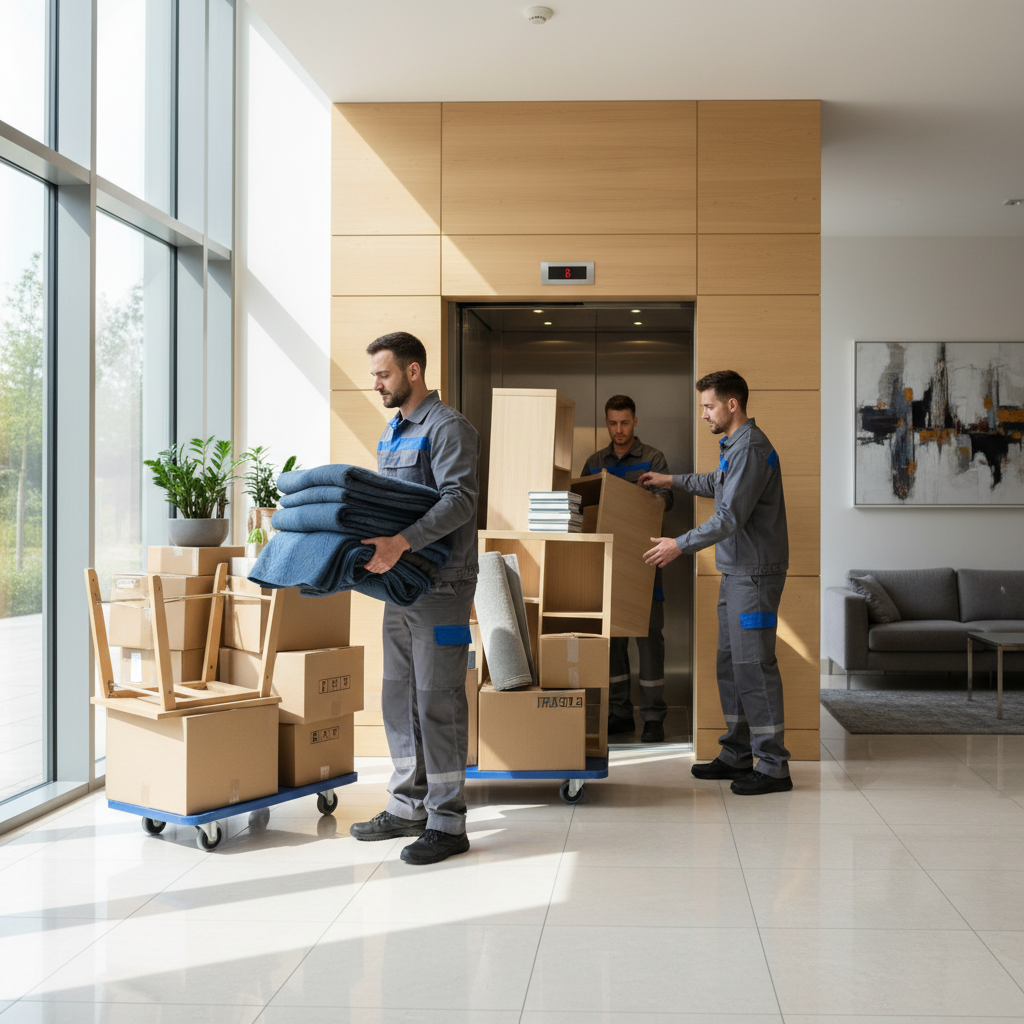 Équipe de débarras en intervention dans un immeuble à Villeurbanne