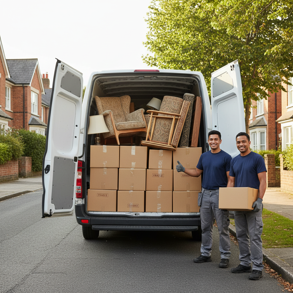 Camion utilitaire chargé - débarras maison Villeurbanne - Derlot Débarras Lyon