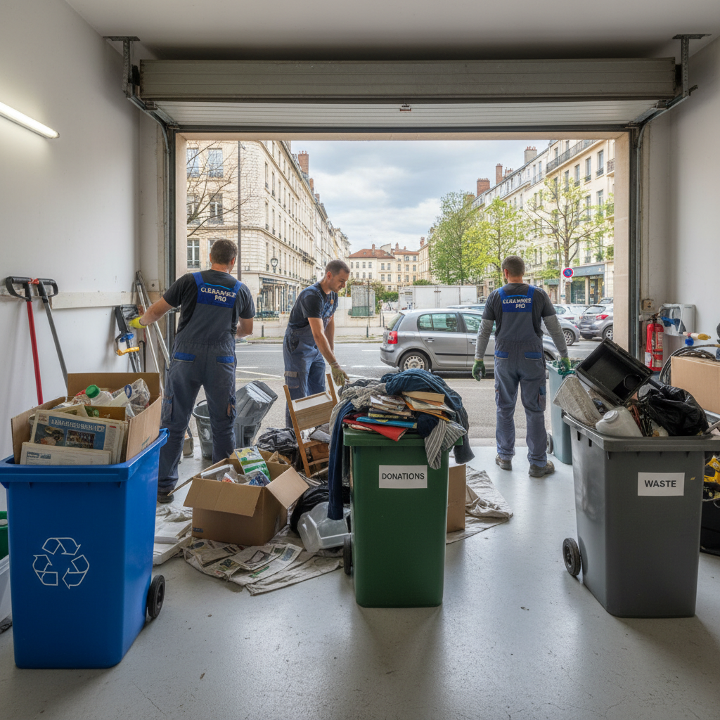 étapes du processus de débarras complet d'un garage à Lyon