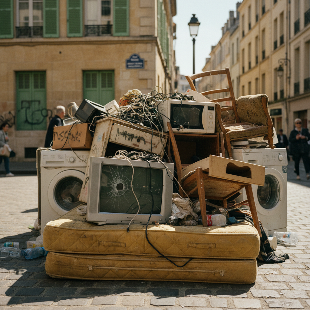 Objets refusés par Emmaüs en attente d'évacuation