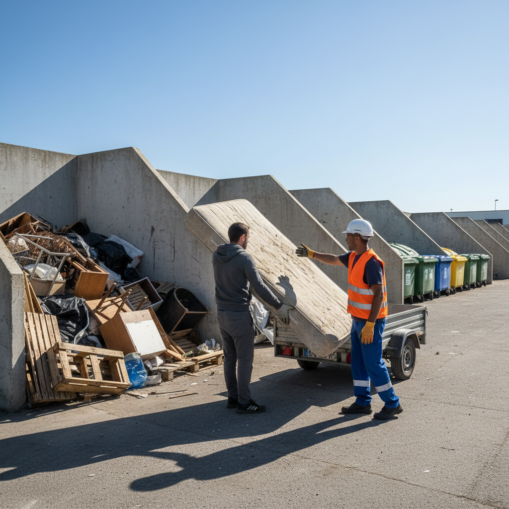 Dépôt d'un matelas usagé à la déchetterie de Lyon
