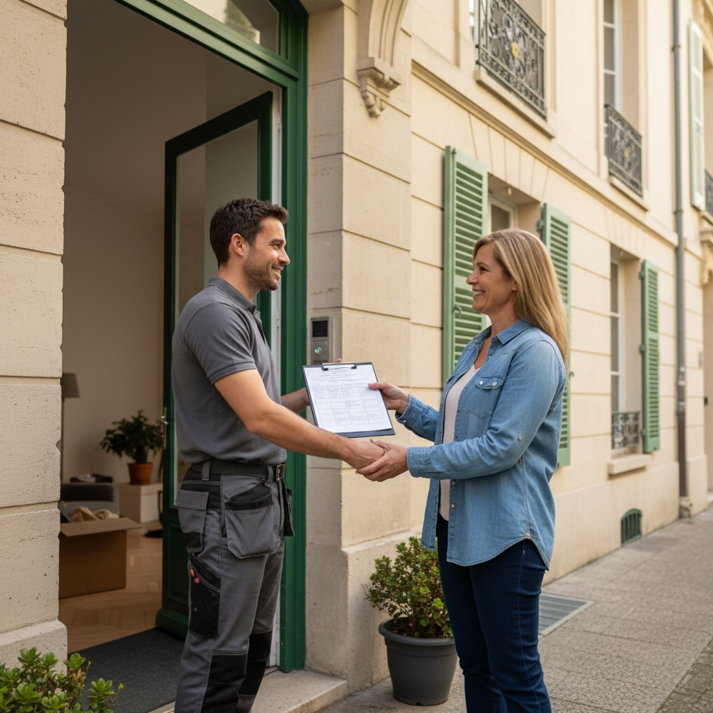 Devis gratuit débarras maison Lyon - remise du devis au client
