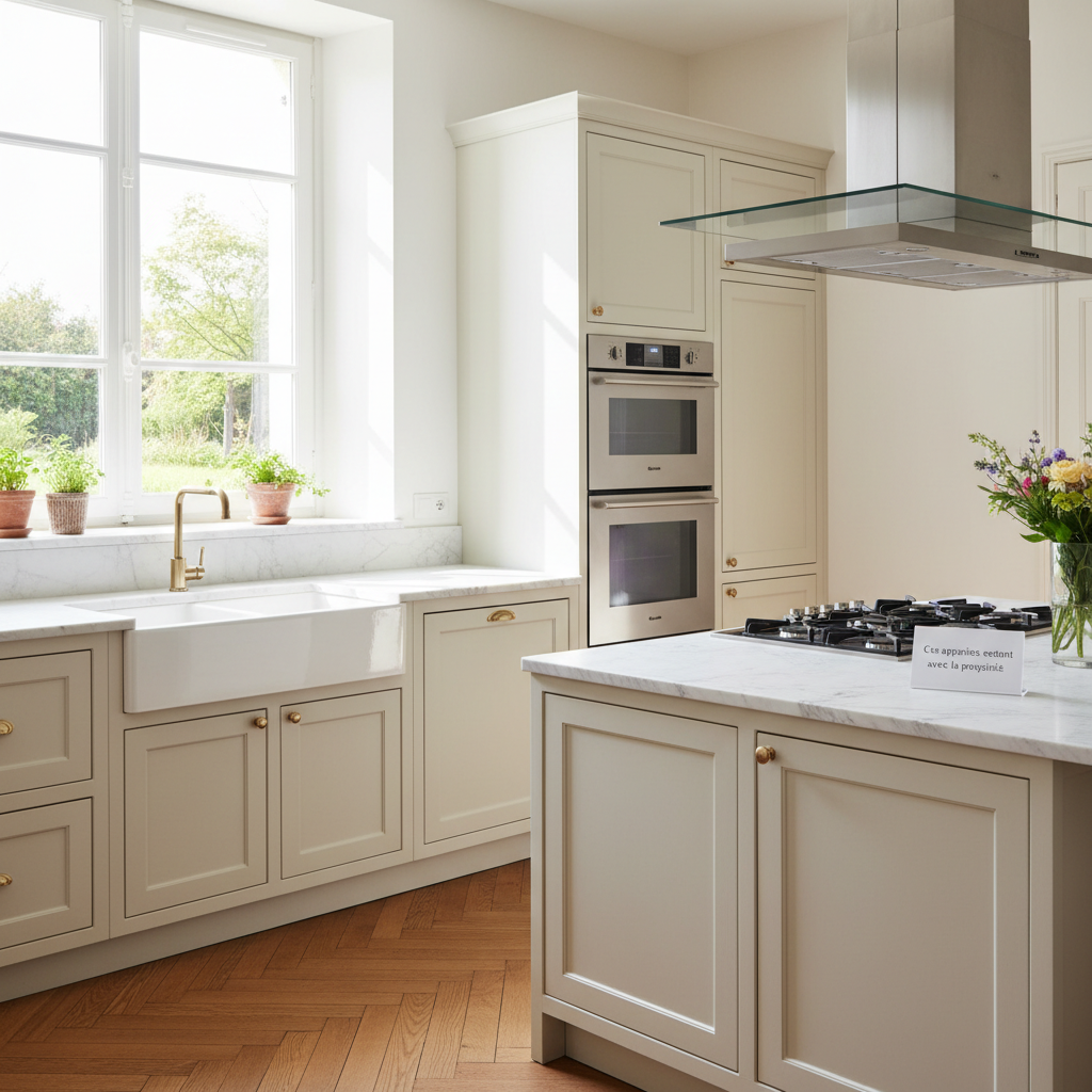 Cuisine équipée restant dans la maison lors de la vente