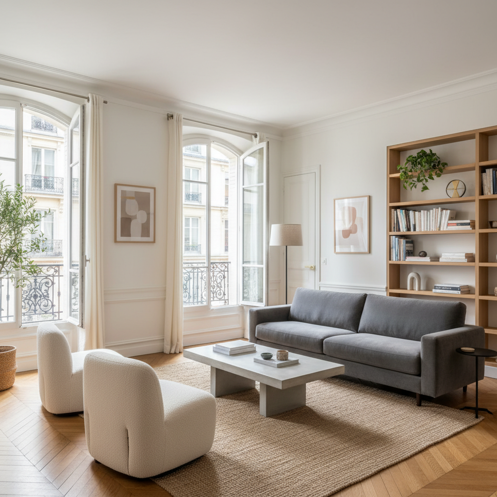 Appartement modernisé après remplacement des vieux meubles