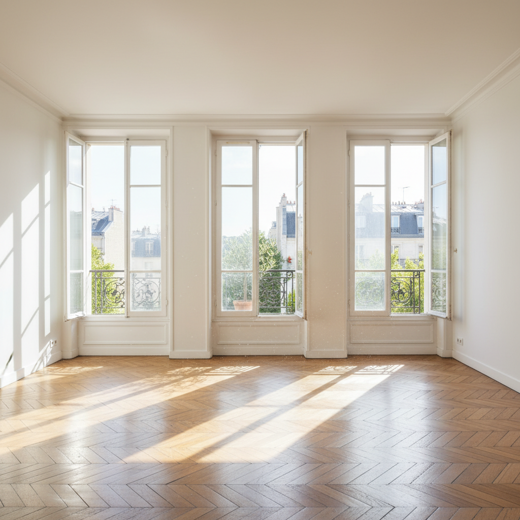 Intérieur lumineux après débarras complet de la maison