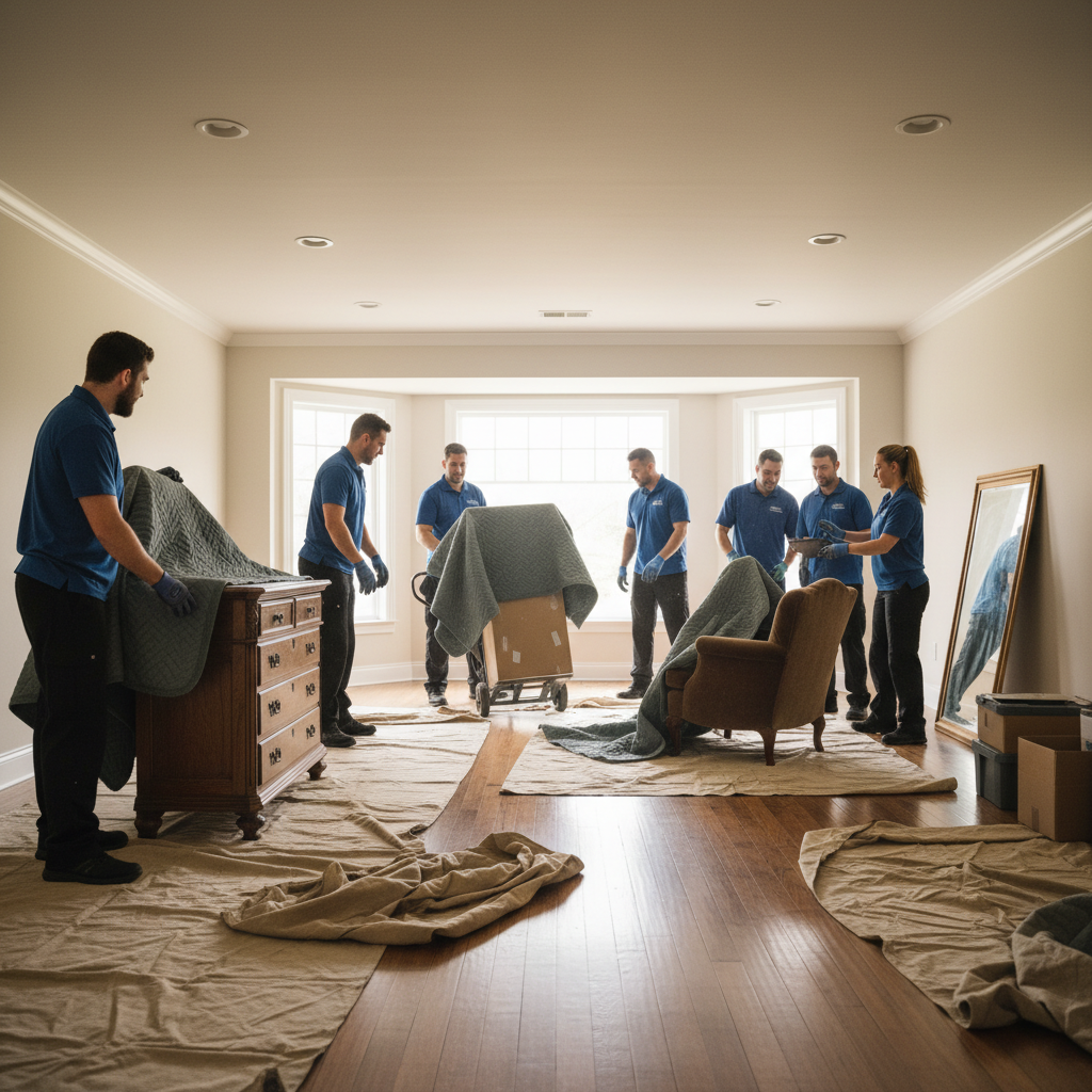 Vider maison avant vente Lyon - équipe en action emballage mobilier