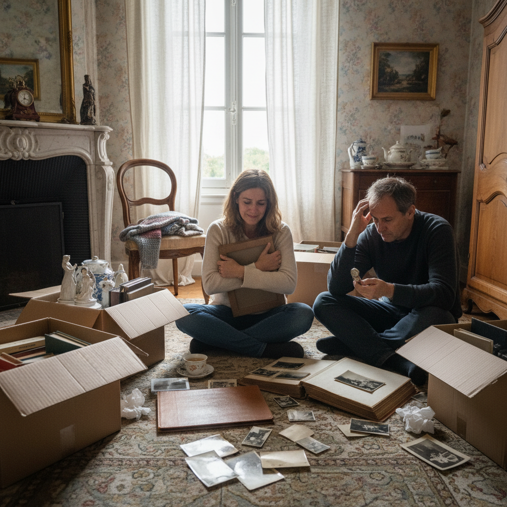 Tri émouvant des souvenirs familiaux dans la maison des parents