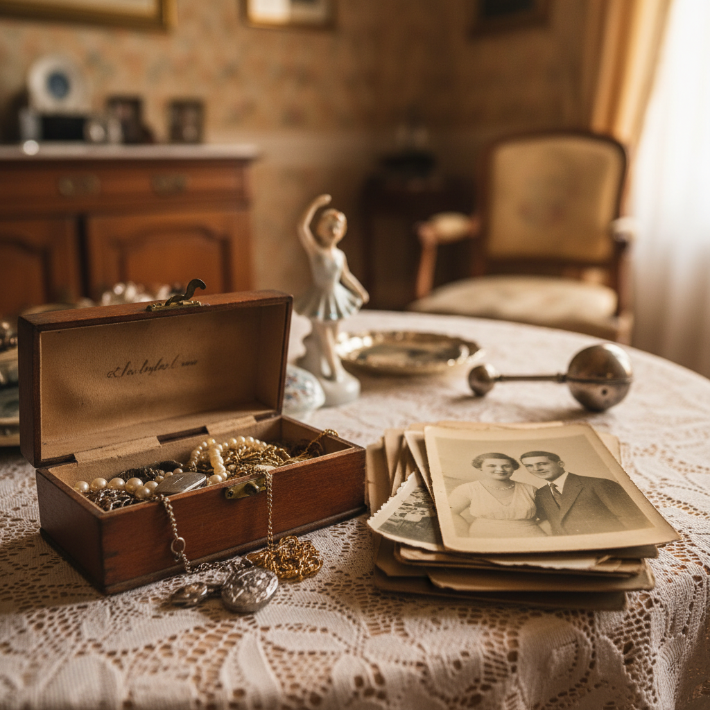 Objets de famille précieusement mis de côté lors du vide-maison