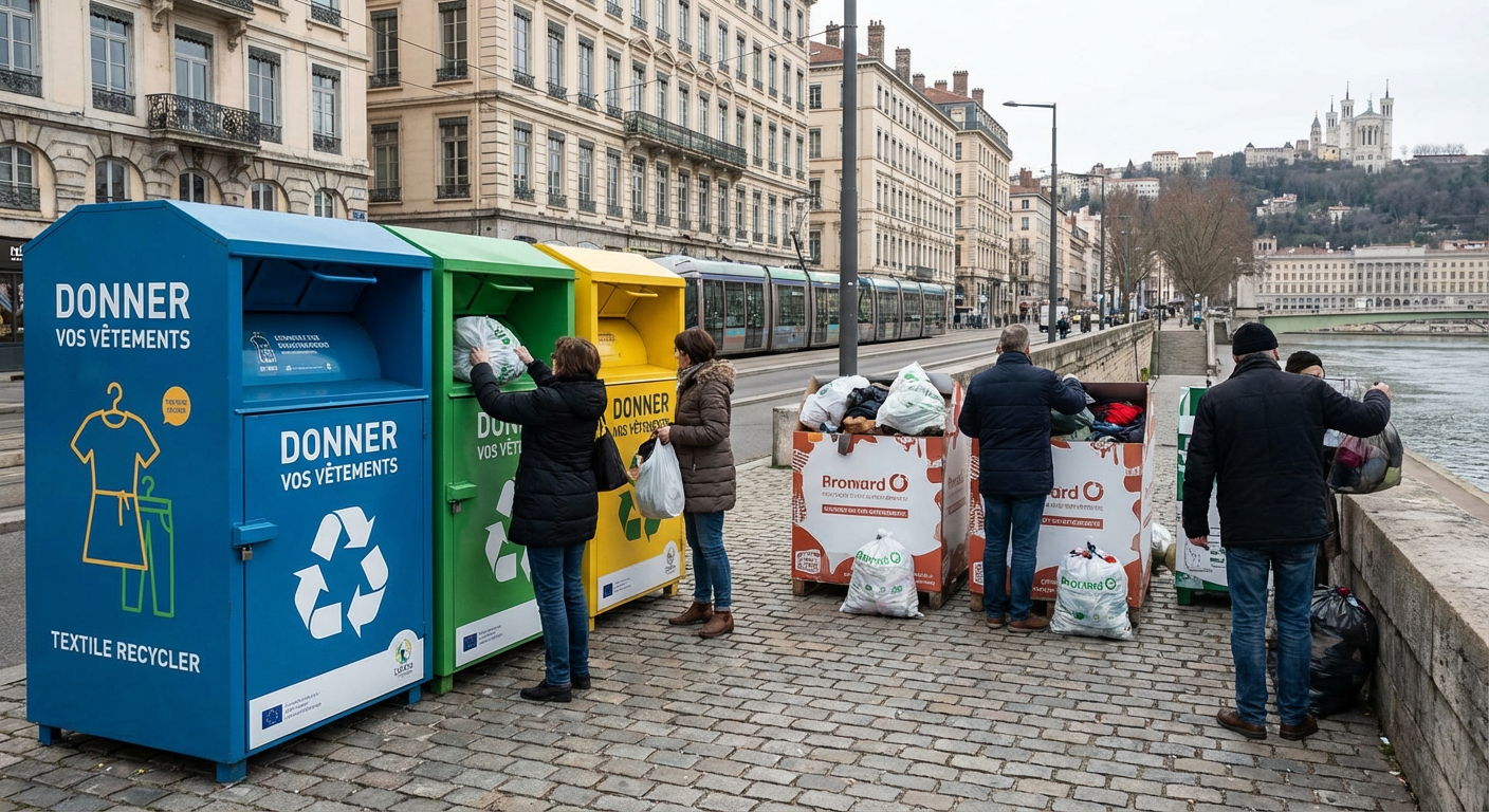 Bornes de collecte textile pour association de recyclage vêtements Lyon