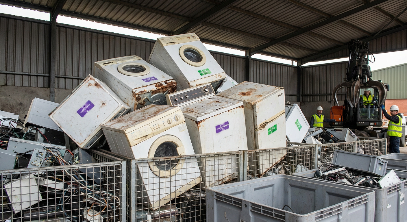 Ancien électroménager en attente de reconditionnement par association Envie