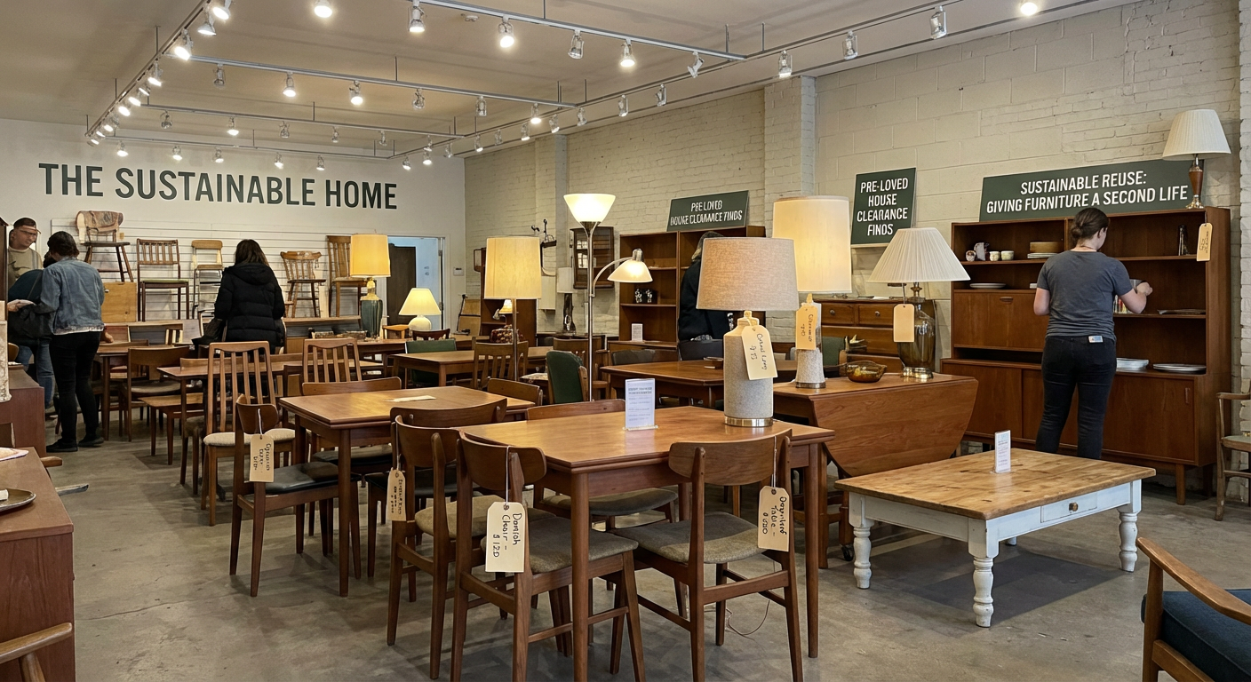 Boutique solidaire avec meubles et objets issus de dons