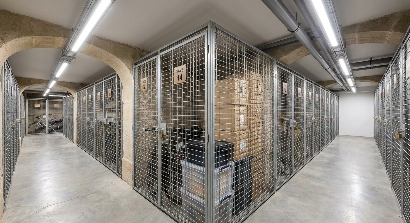 Cave de copropriété propre et organisée après débarras