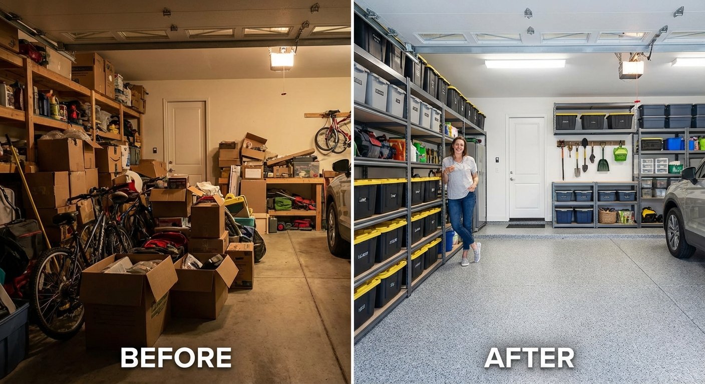 Avant après débarras garage