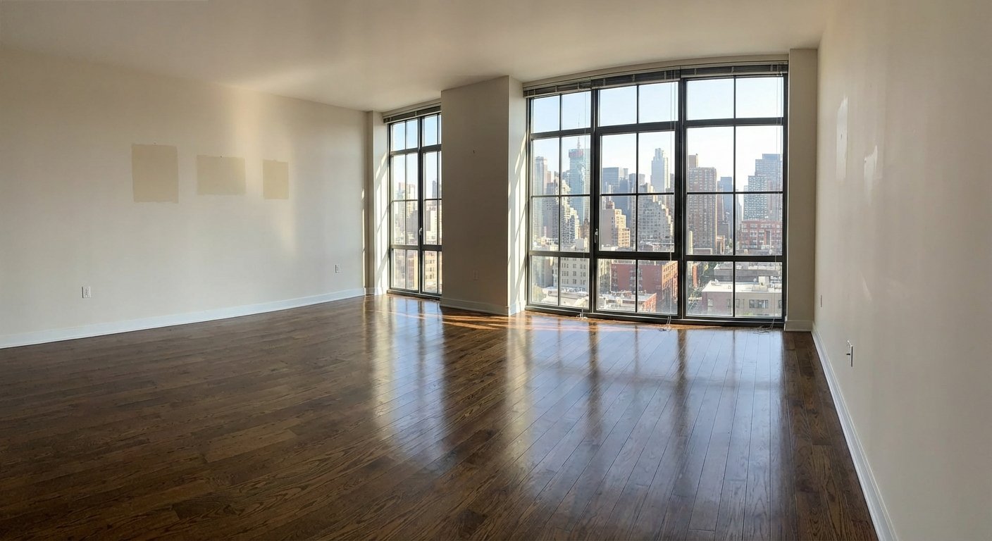 Appartement vide et lumineux après enlèvement complet des meubles