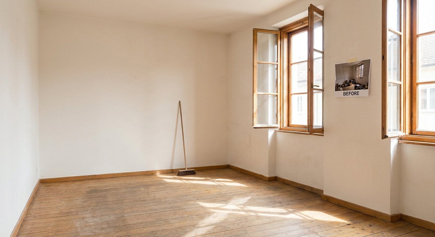 Maison entierement videe et nettoyee apres un debarras complet