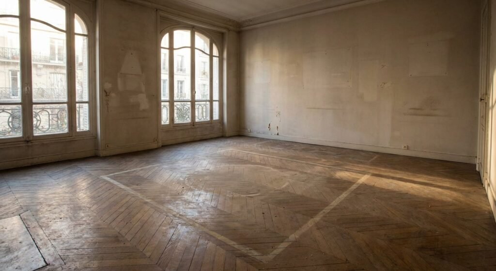 Succession : les meubles ont disparu, que faire ? 36 Meubles disparus lors d une succession - salon vide avec traces au sol