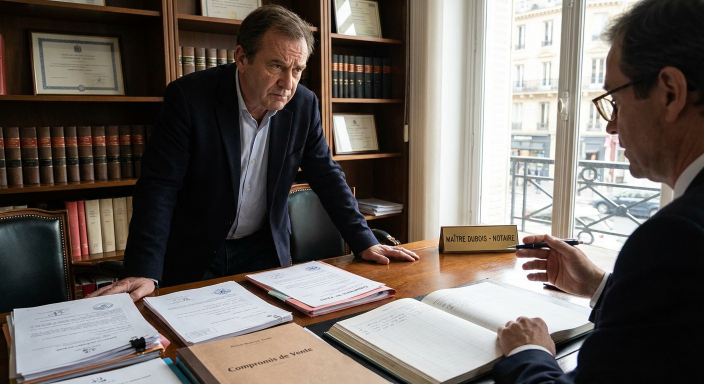 Documents juridiques chez le notaire pour une vente immobiliere
