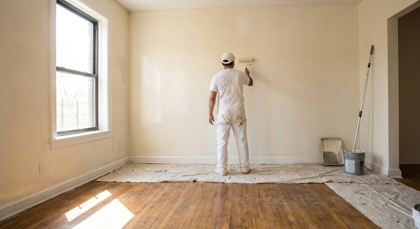 Peinture fraîche dans un appartement remis en état