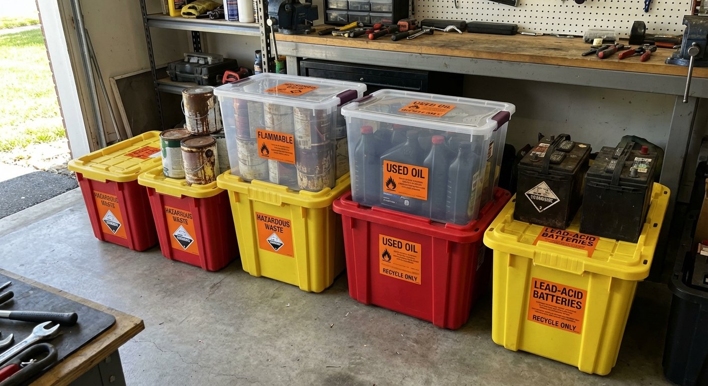 Produits dangereux à évacuer dans un garage