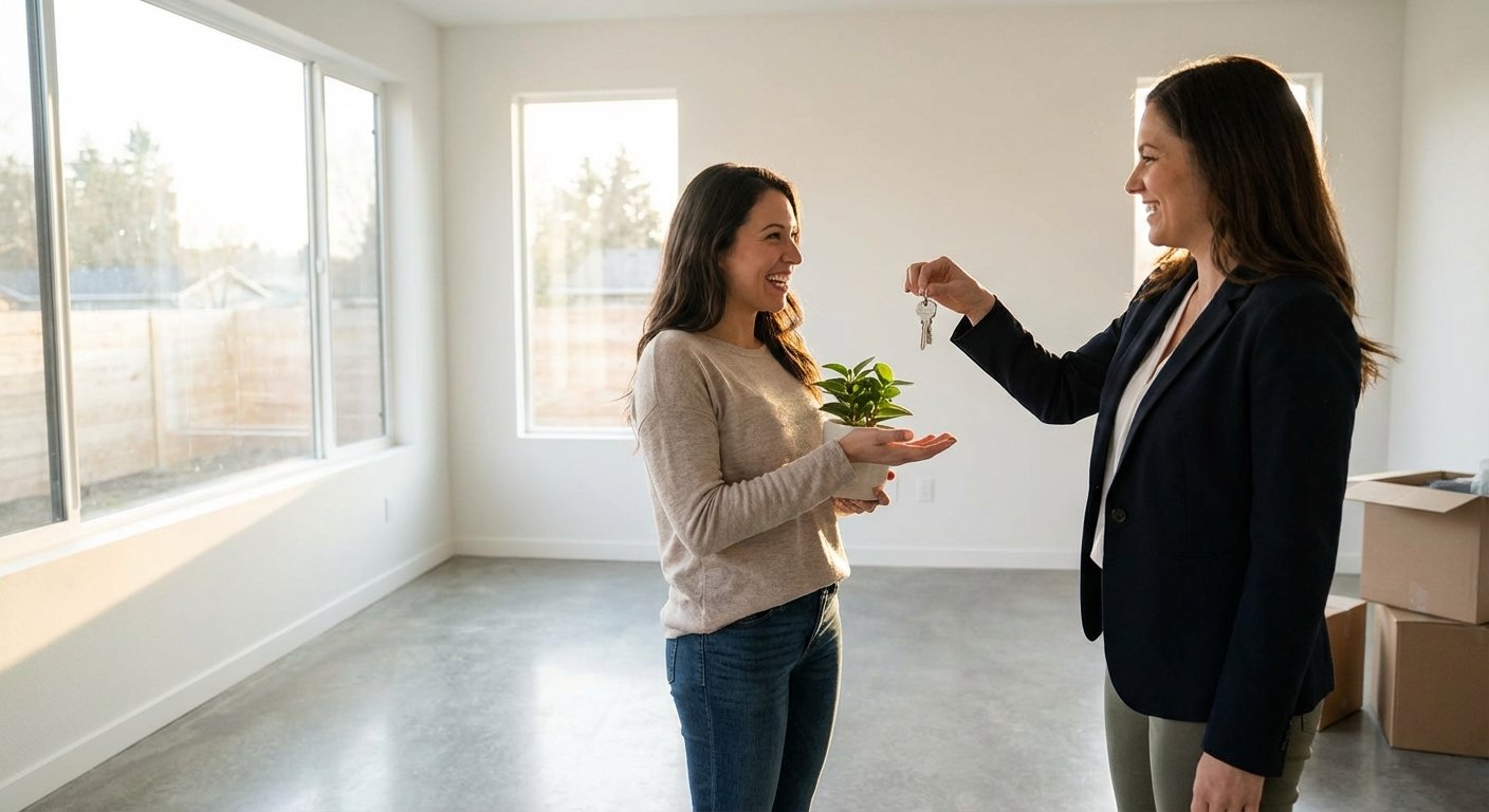 Remise des cles d une maison videe et propre au nouvel acheteur