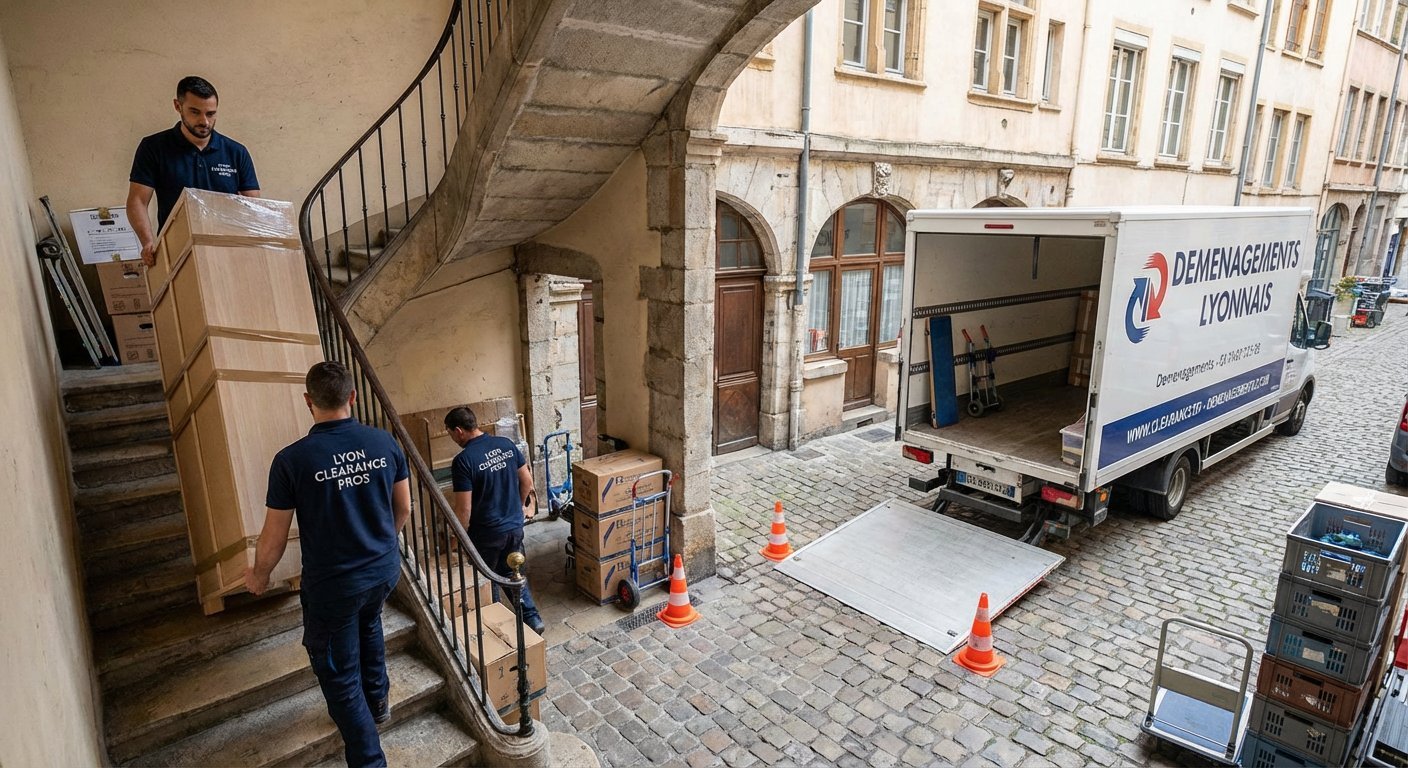 Société de vide maison à Lyon - équipe professionnelle en intervention