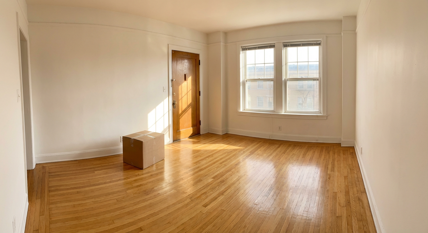 Appartement propre et vide après intervention de débarras