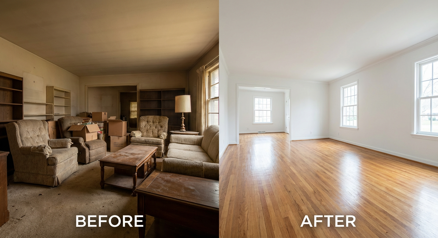 Avant et apres le vidage complet d un appartement a Lyon