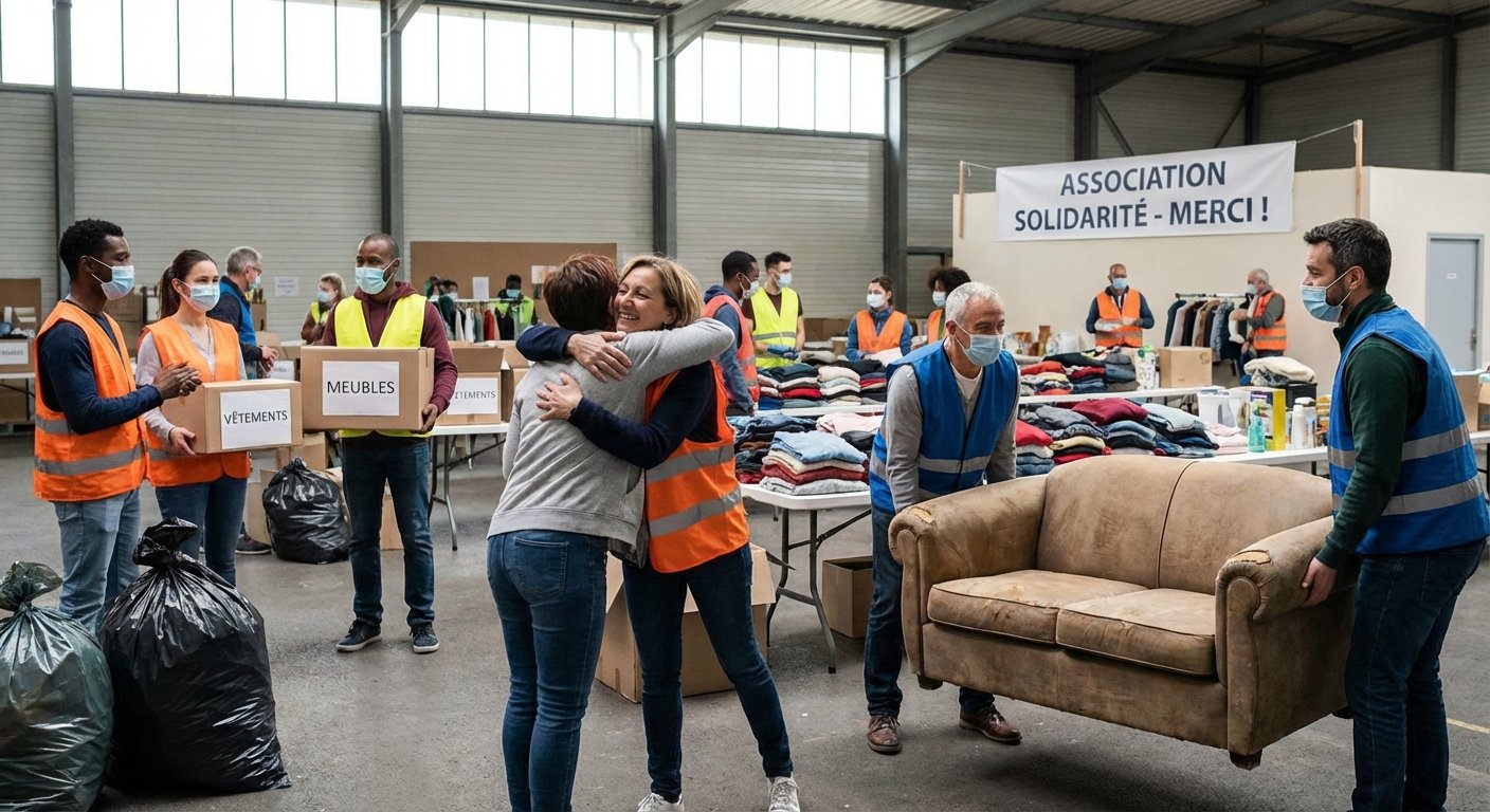Don de meubles et vetements a une association caritative lyonnaise