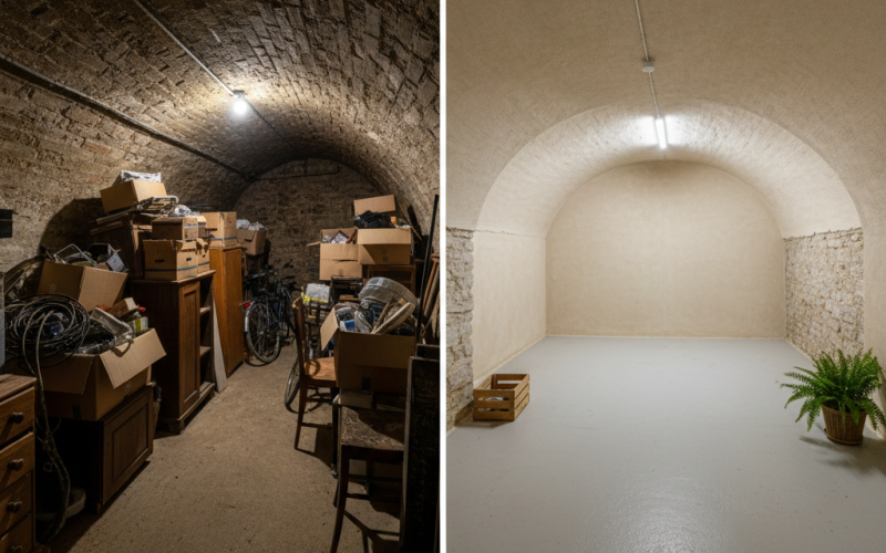 Avant après débarras cave Lyon 3e - Derlot Débarras Lyon